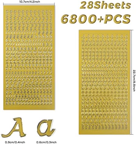 Етикети с букви - Винилови Стикери с номер на Писмото и Азбука, 6800 БР, 28 Листа, Индивидуални Опаковки, Цветни Пощенска