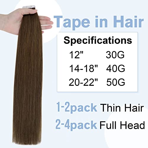 【Спестете повече】 Easyouth Една опаковка лента за коса разширения от истински човешки коси № 4 кафяво и едно пакетче лента