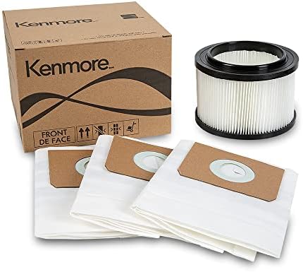 Kenmore 520297 Заменяеми филтър HEPA и Торби за прах за Влажен Сух прахосмукачка KW3050, Бял