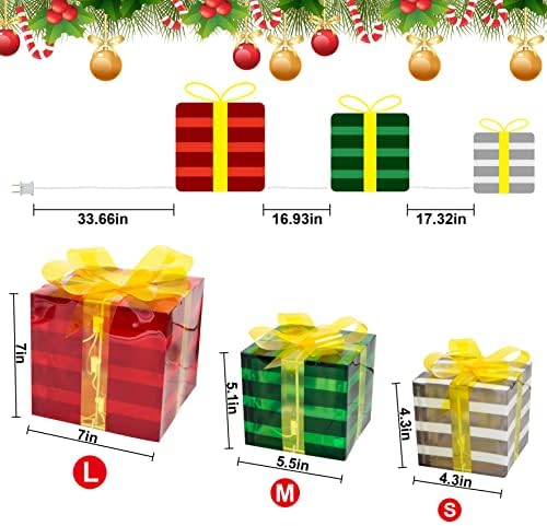 Кутии с Коледното осветление Joiedomi, Светещ Декоративна Подарък Кутия от PVC с предварителна подсветка, Вставляемые Светещи Коледни Кутии, картички и Подаръци, Украса