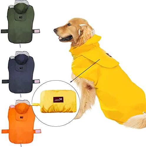 Acapeting Непромокаем Дъждобран за Кучета С Качулка, Дъждобран за Домашни Любимци, Дъждобран за Големи Кучета и Кученца (Жълто XL)