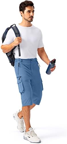 Мъжки туристически Панталони-капри Pudolla, Леки Мъжки къси панталони с Дължина 3/4 с 6 Джоба, Къси Шорти-карго за Работа, Пътуване, Тренировки