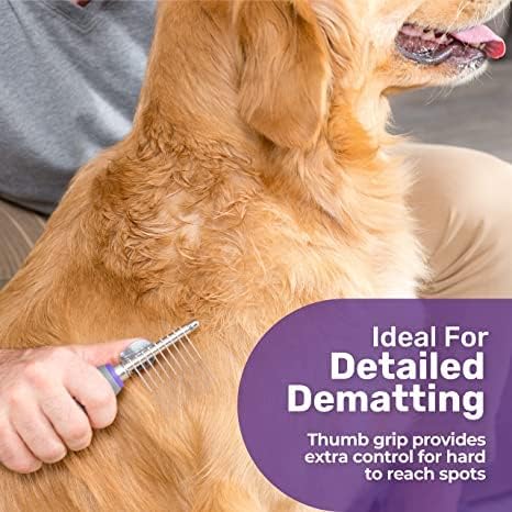 Гребен за отстраняване на подкосъм Hertzko Пет за кучета и котки - Четка за подстригване на подкосъм с безопасни остриета - Инструмент за премахване на косата идеално з