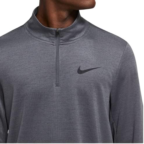 Мъжка тениска Nike Дишай Superset Желязо Grey цип на ¼ (една четвърт от мълния) За тренировки / джогинг, лека базова риза с дълъг ръкав в черен цвят, абсорбира влагата, стил CZ12