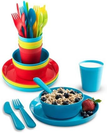 Комплект детски прибори Plaskidy за 4-24 елементи, Пластмасови Детски прибори, Комплекти чинии за микровълнова фурна / миялна