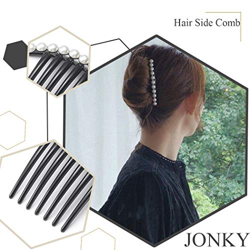JONKY Реколта Перлено-Черни Странични Гребени за коса, аксесоари за коса, Инструменти за коса, Странични Гребени,