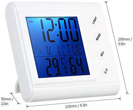 KLHHG LCD Дигитален Термометър-Влагомер за помещения при Стайна Температура, машина за висока точност Термометър и Влагомер с подсветка Будилник