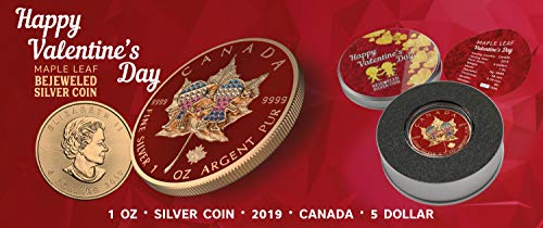 2019 BU CA Канада 2019 5 $ Кленов лист Свети Валентин 1 унция Сребро, монети 500 бр само за 5 долара в необращенном формата