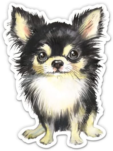 Сладък стикер с кученцето чихуахуа - 3 Стикер за лаптоп - Водоустойчив винил за колата, телефон, бутилки с вода - Стикер със сладък куче