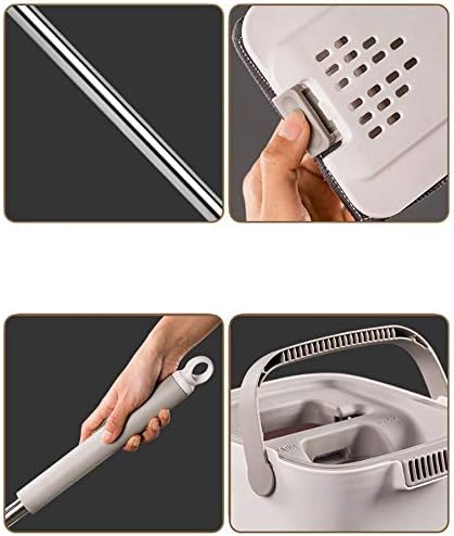 DINGZZ 2020 г. най-новият Набор от швабр За измиване на ръцете Инструменти за Почистване на Пода Въже от Микрофибър С Кухненска Кофа Чиста Плосък въже за въртене (Цвят: E)