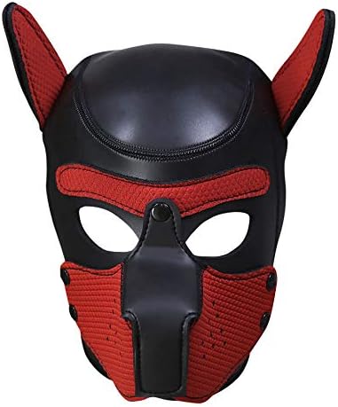 Неопреновая маска за куче с качулка за възрастни, подвижна маска за cosplay кучета с качулка за куче с пълно лице