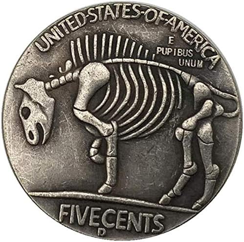 1936 Монета Скитник Тръба Мъжки Старинни Медни Стара Сребърна Възпоменателна Монета са подбрани Монета, Монета с Черепа