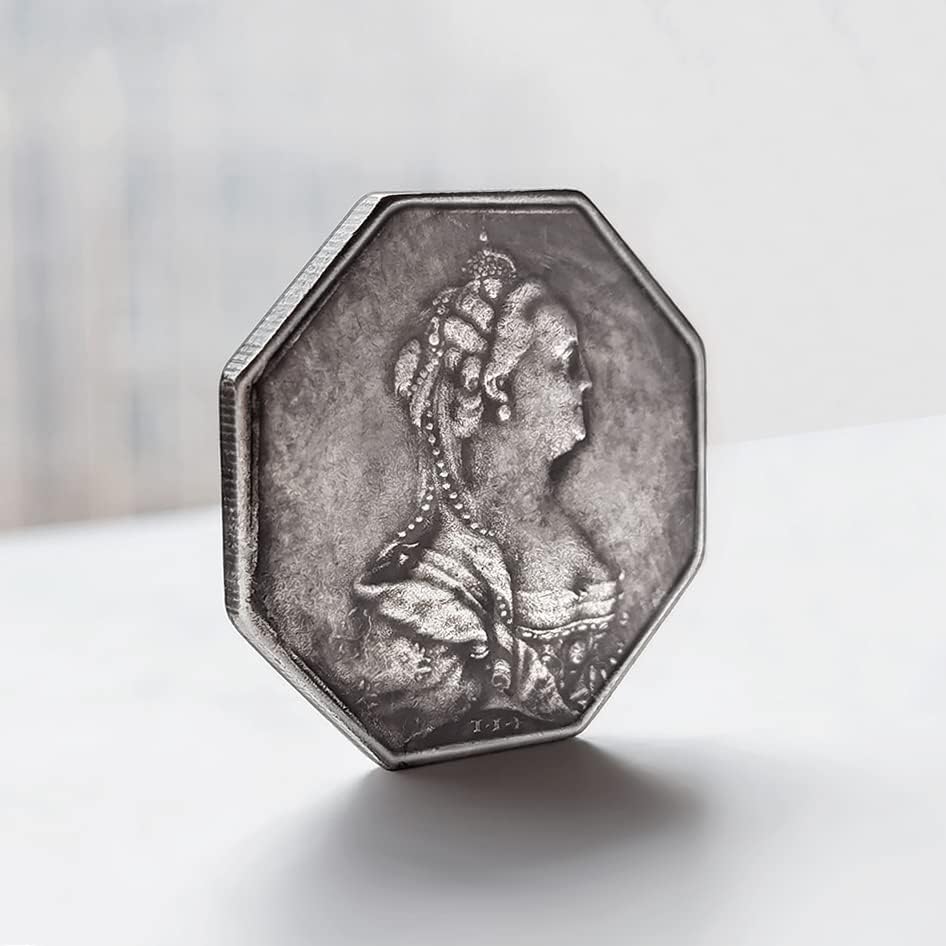 Осмоъгълник на Руската Императрица Старинен Сребърен Медальон Портрет на Екатерина II Старинна Сребърна Отличителна Монета