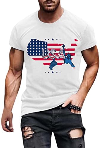 XXBR Тениски с къс ръкав Войници на Деня на независимостта за мъже, Патриотическая тениска с яка издържа с флага на САЩ, Спортна тениска с шнур мускулите