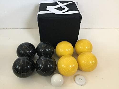 Нов списък - (22 от 28) Уникални комплекти за игра на бочче - 107 мм, с черни и жълти топки, черна чанта