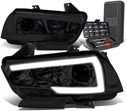 Led DRL с опушен корпус, лампа за проектор, с прозрачни ъгъл, фарове + набор от инструменти, съвместими с Dodge Charger 11-14