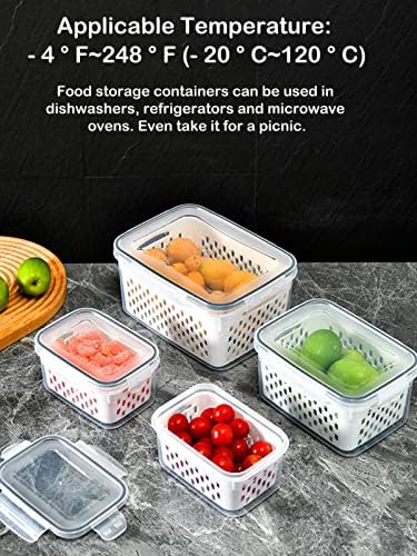 Контейнери за съхранение на плодове GOJUSO 3 размера за хладилник с капаци, прозрачна, пластмасова кутия, штабелируемый органайзер за организиране на храна