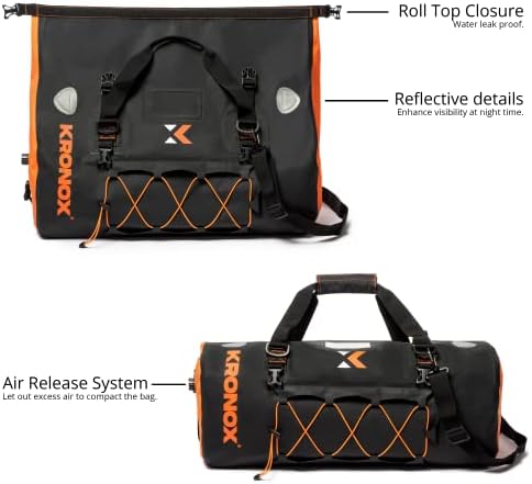 Водоустойчив Мотоциклетът спортна чанта KRONOX за атв, Туризъм, Ендуро, Екстремни спортове, Черна, с Голям капацитет (40 л)