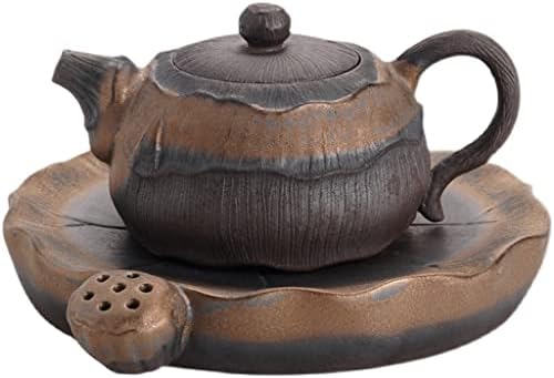 YCZDG Lotus Xiangzheng керамични чай с едно гърненце, ретро чайник, японски чай с позлатен желязна глазура (Цвят: A, размер: както е показано на фигурата)