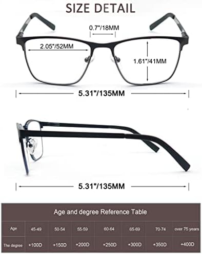 HEEYYOK, 4 опаковки Синьо-Екранировка на Очила За четене, Стилни Мъжки слънчеви Очила За Четене В Метална Рамка, Комфортни