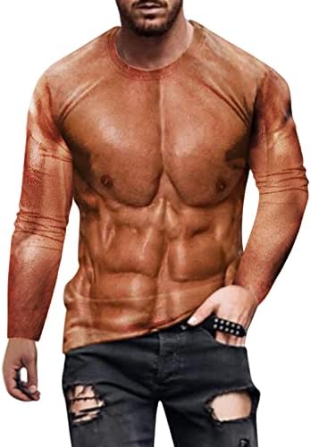 DSODAN/мъжки тениски Solider с дълъг ръкав, улични тениски с 3D цифрово принтом мускулите, Забавни вечерни Костюми, тренировочная