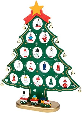 Didiseaon 2 Подножието Коледно Дърво Настолна Коледно Дърво Мини Изкуствена Дървена Коледно Дърво с Висящи Орнаменти Централните Елементи на Масата за Коледната Почив
