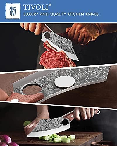 Набор от Обвалочных Ножове TIVOLI с Ножнами Ръчно Коване, Японски Нож на Главния готвач, Мясницкий Нож за Дома, на Улицата, Къмпинг