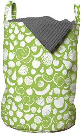 Foldout Зелена Чанта за дрехи, С Модел от Пресни плодове Ябълка, Ягода, Круша, Лимон, Портокал, Диня, Кошница