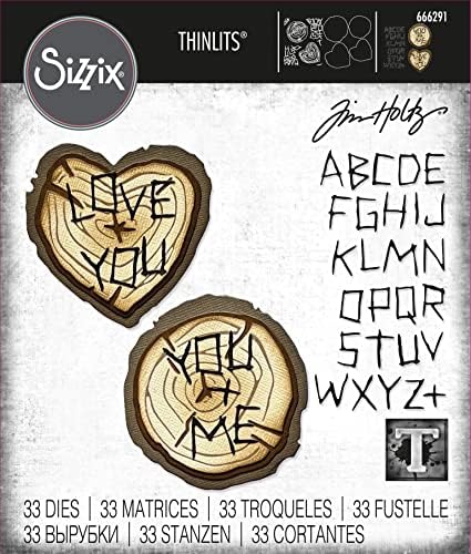 Комплект печати Sizzix Thinlits за нарязване на дърво 33PK от Тим Хольца, 666291, Многоцветен