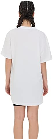 Женска Бяла Бродирана риза на Найки в Рубчик с Кръгло деколте и къс ръкав В рубчик S