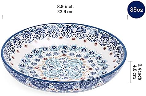 Керамична купа за паста Bico Blue Talavera, Определени от 9 парчета (1 парче 214 грама, 8 бр 35 грама), за пюре, зелена салата,