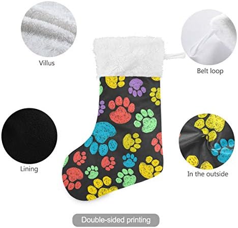 Коледни Чорапи ALAZA, Класически Персонализирани Чорапи Голям размер с Кучешки Лапой, Украса за Семейни Тържества,