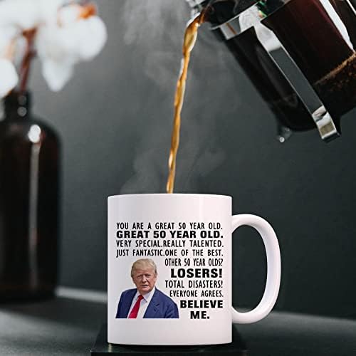 Чаша за Доналд Тръмп, Подаръци за 50-ия рожден ден на мъжете, Забавен Подарък Кафеена Чаша на 50 години, Чаши за
