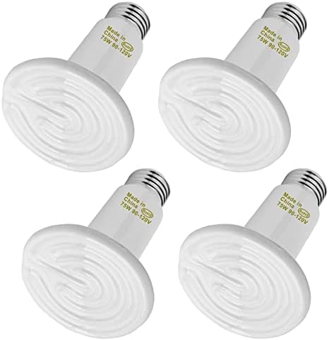 Керамични Нагревательная Лампа WUHOSTAM 75 W, 4 опаковки, Бели Инфрачервени Нагревателни Лампи, Не Излъчващи Светлина,