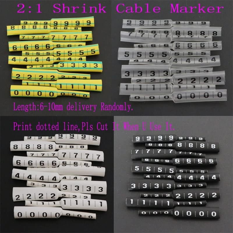 Съотношението безплатна доставка и 2:1 от 1/1,5/2 до 16 мм, Пластмасов Свиване тръба Кабел standalone, маркировъчна Етикета Номера на проводници от 0 до 9 Цветна изолация от PVC (