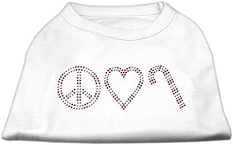 Mirage Pet Products 10-Инчов Тениска с принтом Мир, любов и Леденцовые бастуни за домашни любимци, Малка, Изумрудено-зелен