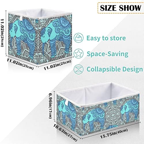 Кошница за шкаф visesunny с Хубав модел, със сини кутии за съхранение във формата на Слон, Тъканни Кошница за Организиране на