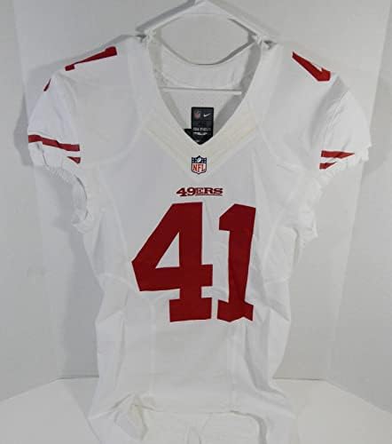 2013 San Francisco 49ers 41 Game Пусна Бялата Фланелка DP16505 - Използваните тениски За игри NFL Без подпис