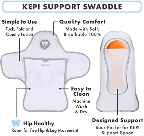 Патентована Kepi система за подкрепа на детето за новородени и грудничков – Одеяло, Пеленание с безопасна опора, Лъжица с