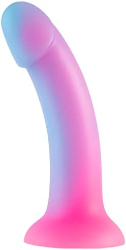 7-Инчов Реалистичен Силиконов Вибратор, Цветни Светещ играчка за уголемяване на пениса за Вагинален и Анален секс, Секс-играчки