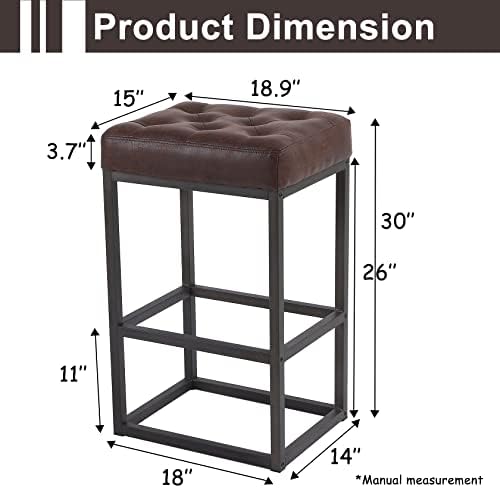 Бар столове Nuestx Комплект от 2 промишлени продуктова столове с геометрична тапицерия, Бар столове за Кухненски