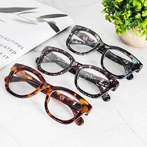 KoKoBin 3-Pack Извънгабаритни Ретро Очила за четене за жени, Блокиране на Синя светлина, Удобни Очила за четене