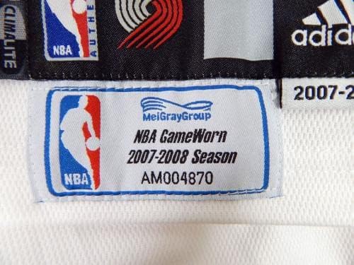2007-08 Портланд Трейл Блейзърс Младши Пиннок 6, Използван в играта Бяла риза 50 DP30538 - Използван в играта НБА