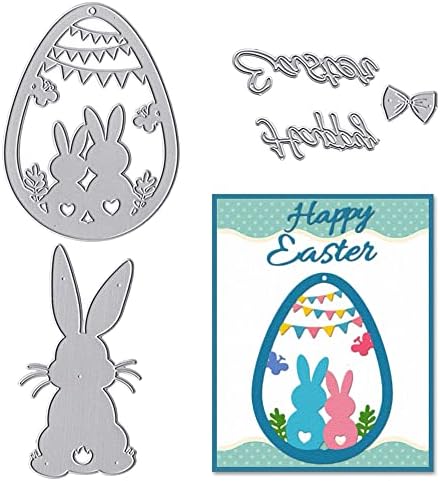 Щанци за Рязане на яйца Hying Easter Bunny за направата на Картички и украси за фото албум, Печати за Рязане на думи на Великден, Шаблони за Рязане на яйца, Шаблони за Заек, Ша