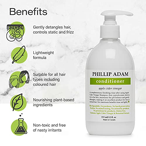 Phillip Adam Климатик с ябълков оцет за лъскава коса - Без агресивни консерванти - За всички типове коса - 12 грама