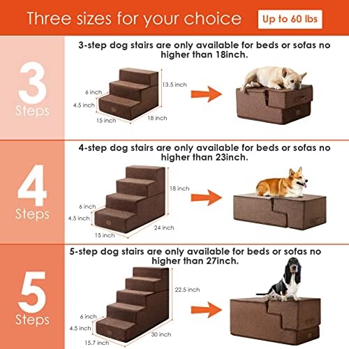 Куче стълбище EHEYCIGA за малки кучета, 3-Степенна куче на стълба за високите легла и диван, Сгъваеми стълби за домашни любимци за малки кучета и котки за катерене по вис