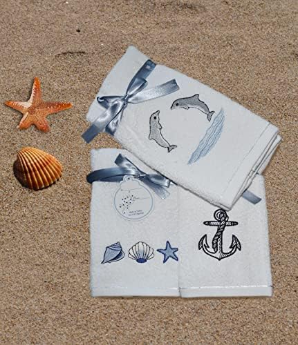 Класически турски кърпи - Луксозни хавлиени кърпи с океана тема, турски памук, Мека и Абсорбиращи кърпи за Баня,