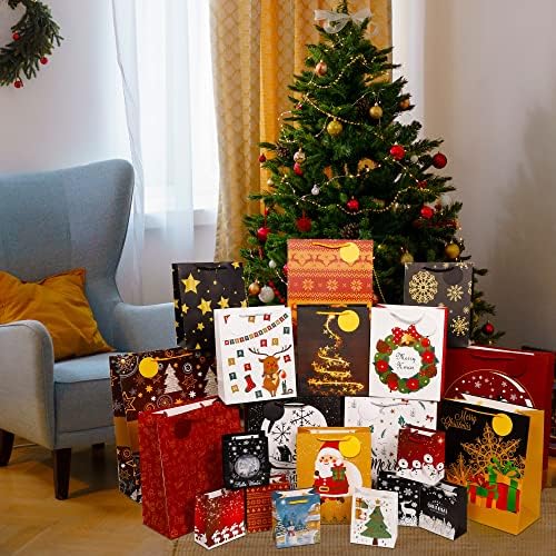 Подаръчни пакети Lulu Home Коледа Разнообразни Подаръци, 24 Опаковки на пакета за коледно опаковане с бирками, 4 -, 6 Средни, 8 Малки