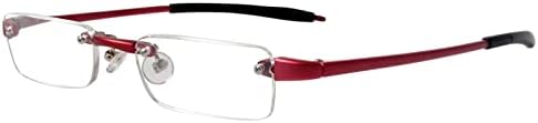 Visualites 7 Червени 2,00 Леки Очила за четене без Рамки Половината Очите за Мъже и Жени
