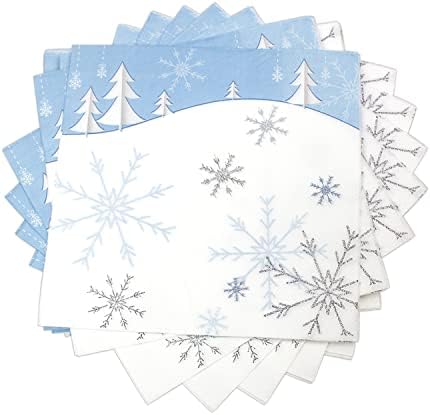 Кърпички със Снежинками Dulousia, за Еднократна употреба Коледни Хартиени Салфетки за Обяд, Украса за тематични Партита